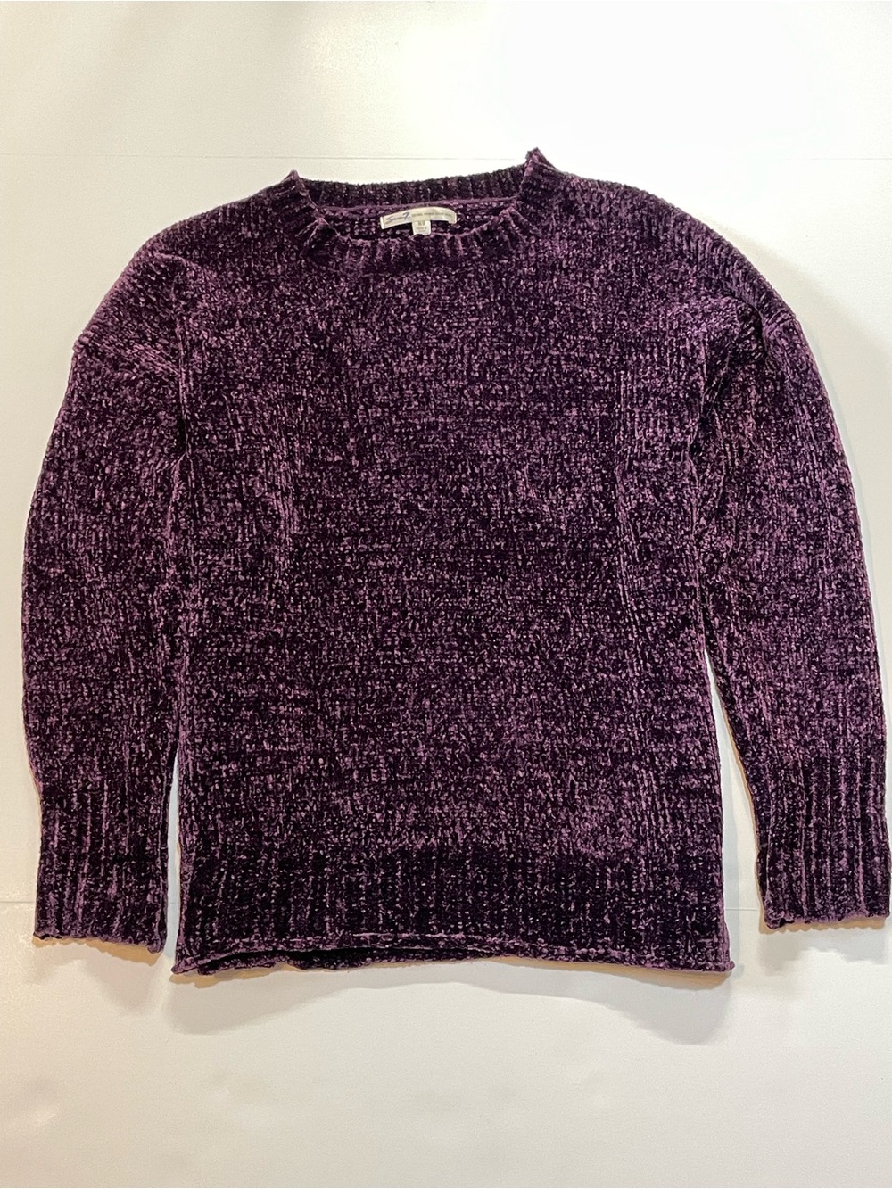 Seven7 Plush Chenille Crewneck Sweater - Royal Purple